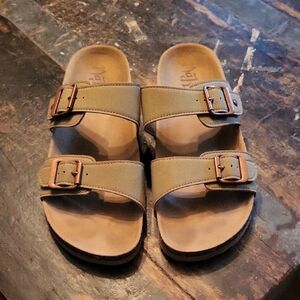 Women's Tan Buckle Sandals